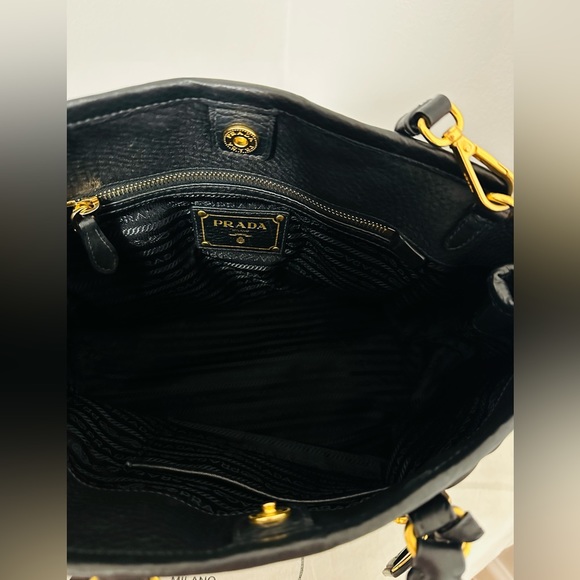 PRADA Tessuto Vitello Daino Nylon Tote Shoulder Bag Black |AUTHENTIC! - Picture 4 of 13